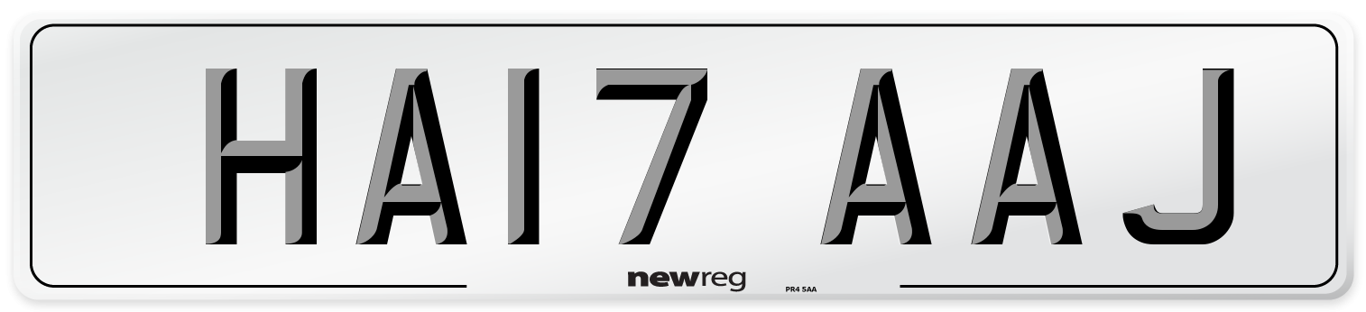HA17 AAJ Number Plate from New Reg